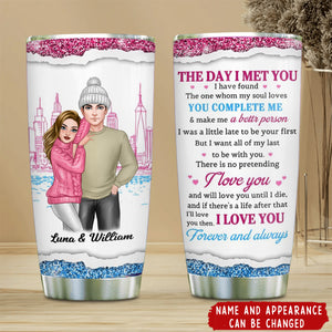 The Day I Met You Couple Steel Tumbler - Gift For Husband - Gift For Wife - Personalized Custom Tumbler