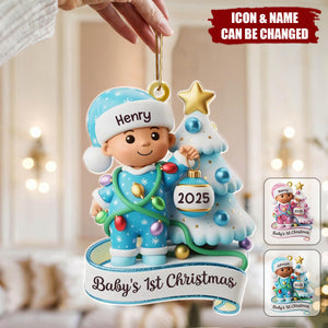 Christmas Baby Shower Gender Reveal - Personalized Acrylic Ornament Gifts For New Parents