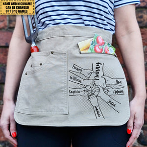 Mom Nana Kids Hand in Hand, I Will Always Protect You Personalized Gardening apron