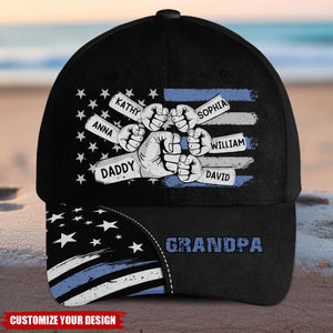 Dad Grandpa Fist Bump Nation Flag Personalized Classic Cap