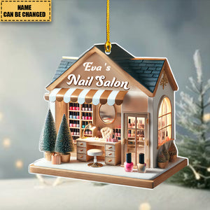 Custom Name Nail Salon Ornament, Nail Salon Christmas Decoration