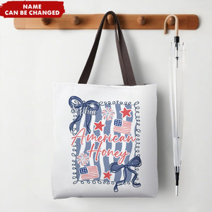 Independence Day American Honey Preppy Girly Memorial Day Personalized Tote Bag