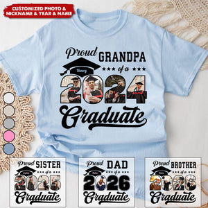Proud Family Graduate Pictureand Photo Class Of 2025 Senior Personalized Graduation T-Shirt