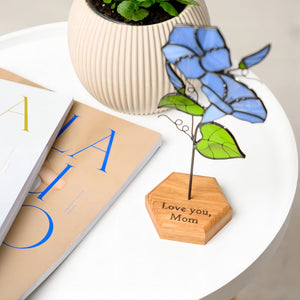 Personalized Stained Glass Birth Flower Plant Garden Stake Suncatcher