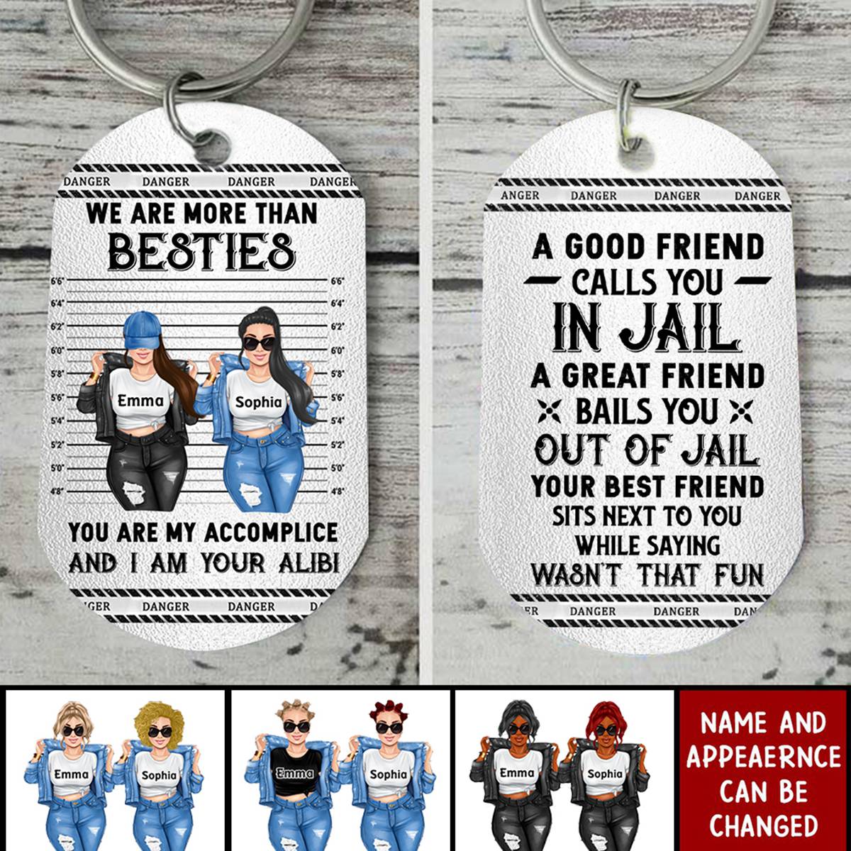 Personalized Besties Stainless Steel Keychain - Gift Idea For Friends/Besties/Sisters - Partners In Crime