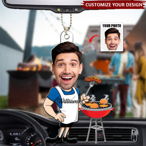 Custom Photo Master Of The Grill - Personalized Acrylic Ornament