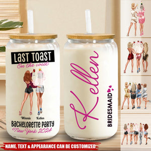 Bachelorette Party Gift Last Toast On The Coast - Personalized Clear Glass Cup