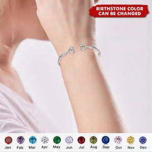 Personalized For Friend - Thank You For Being My UNBIOLOGICAL Sister Double Heart Birthstone Bracelet