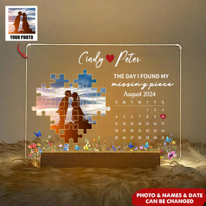 The Day I Found My Missing Piece Personalized Acrylic LED Night Light, Valentine's Day Gifts