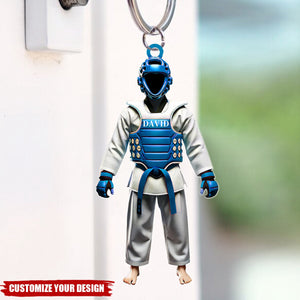 Custom Name Taekwondo Keychain, Gift For Taekwondo Lover