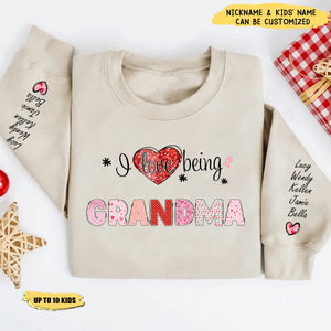 I Love Being Gigi Heart With Grandkids - Personalized Valentine Sweatshirt, Gift For Grandma