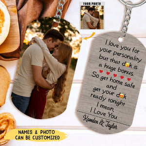 I Love You For Your Personality - Personalized Photo Stainless Steel Keychain, Valentine's Day Gift Idea For Couple
