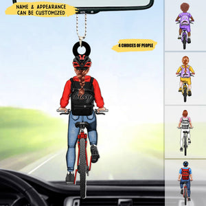 Biking All The Way - Personalized Acrylic Ornament, Gift For Biking Lovers