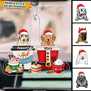 Personalized Christmas Dog Puppy Pet In Cup Acrylic Car Ornament