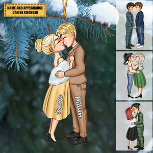 Hugging and kissing couples - Personalized Acrylic Christmas Ornament - Birthday Gift For Spouse, Lover, Husband, Wife, Boyfriend, Girlfriend