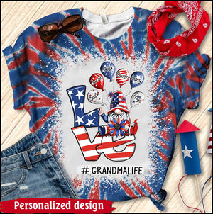 Love Grandma Life 4th of July Dwarf With Balloon Grandkids - Personalized 3D T-shirt