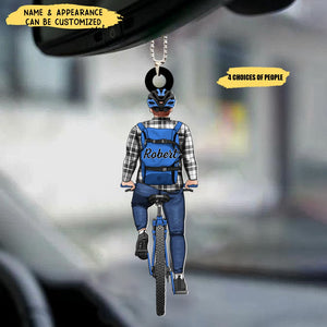 Biking All The Way - Personalized Acrylic Ornament, Gift For Biking Lovers