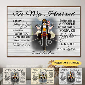 Personalized Canvas, Old Motorcycle Couple, Happy Wedding Anniversary, Gift for Her, Gift for Bikers, Couple