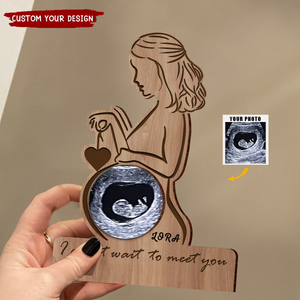 Love At First Heart Beat - Personalized Photo Shaped 2-Layered Wooden Plaque