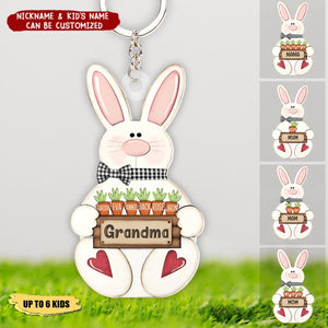 Cute Easter Bunny Grandma Mom Carrot Kids Personalized Acrylic Keychain