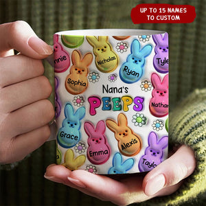 Grandma's Colorful Bunnies Personalized Mug, Easter Gift