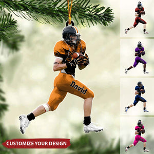 American Football Player Runing Personalized Christmas Ornament
