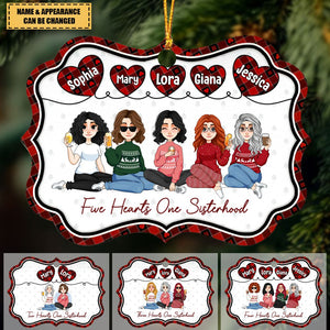 Five Hearts One Sisterhood - Personalized Aluminum Ornament