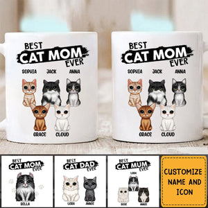 Best Cat Dad Cat Mom Ever Personalized Mug, Gift For Cat Lovers