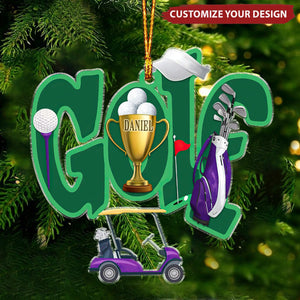 Personalized Golf Cart Christmas Ornament, Handcrafted Holiday Tree Decoration, Festive Golfing Gift, Xmas Golf Club Decor, Golfer Present