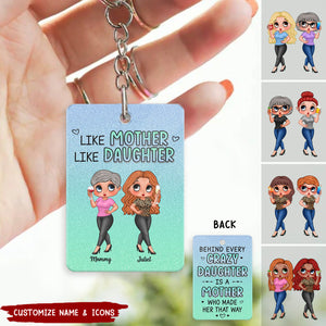 Green & Blue Like Mother Like Daughter Pretty Sassy Personalized Acrylic Keychain