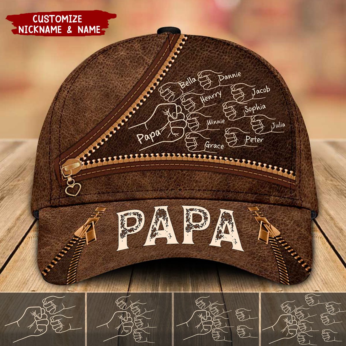 Grandpa Daddy Fist Bump Family Personalized Cap, Father's Day Gift For Dad