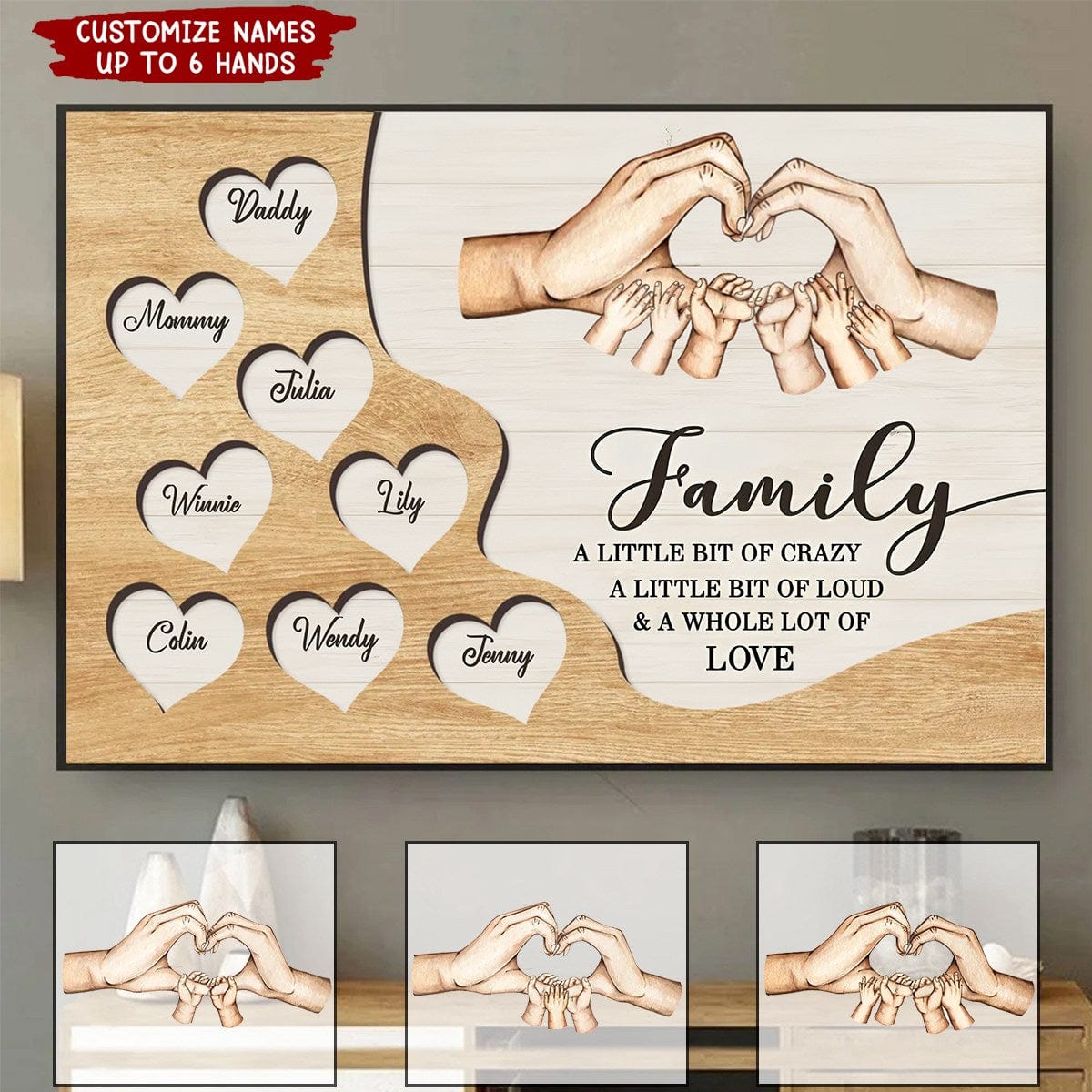 Family A Whole Lot Of Love, Family Hands Personalized Poster