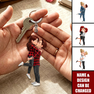 Personalized Acrylic Keychain, Romantic Kissing Couple Figure, Sweet Lovers Gift For Couple