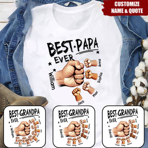 Personalized Best Dad Ever Fist Bump T-shirt Gift for Dad Grandpa