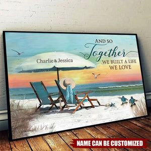 Beach Couple Personalized Canvas, Housewarming, Valentine’s Day Gift