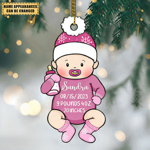 Baby's First Christmas Stats, Baby Shape, Christmas Shaped Ornament, Custom Gift for Baby