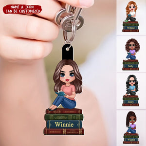 Book Lover Book Worm Girl Personalized Acrylic Keychain
