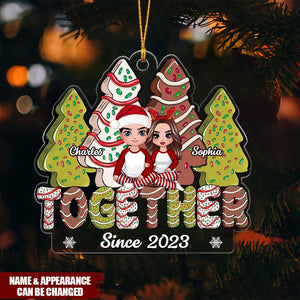 Christmas Tree Cakes Couple Sitting Together Personalized Ornament