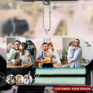 Custom Photo Dad, Mom Drive Safe - Personalized Photo Car Ornament