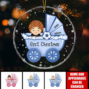 Baby First Christmas - Personalized Circle Glass Ornament