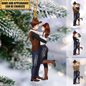 Personalized Couple Cowboy And Cowgirl Christmas Ornament