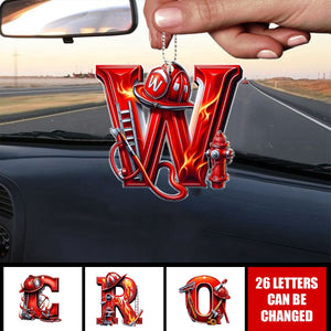 Custom Alphabet Letter Firefighter Gifts Car Ornament