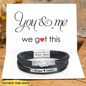 Personalized Couple Forever And Always Linked Magnetic Clasp Bracelet