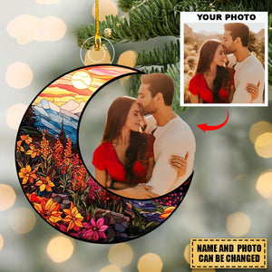 I Love You To The Moon And Back - Personalized Custom Photo Mica Ornament - Christmas Gift For Family, Couple, Family Members
