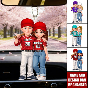 Baseball Couple I'll Always Be Your Biggest Fan - Personalized Car Hanger, Gift for Couple