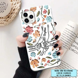 Hand In Hand, I Will Always Protect You - Gift For Mom, Grandma Personalized Clear Phone Case