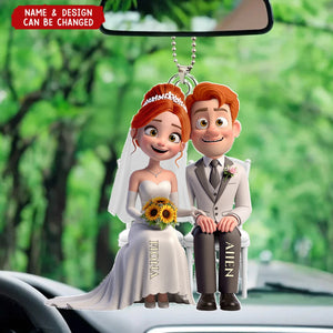Wedding Couple Acrylic Car Ornament - Personalized Gifts For Couple