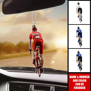 Personalized Cyclist, Bicyclist, Mountain Bike Riding Acrylic Ornament