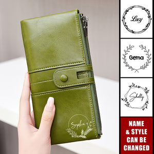 Multi-Card Bit Double Zipper Personalized Clutch Purse Wallet