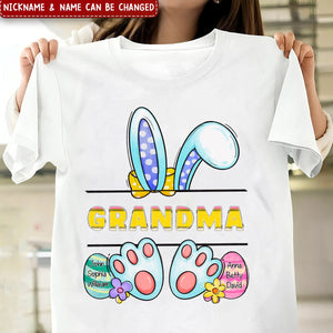 Cute Easter Bunny Grandma Auntie Mom Little Egg Kids Personalized T-shirt